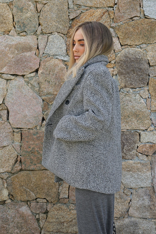 Manteau mi-long pied de poule