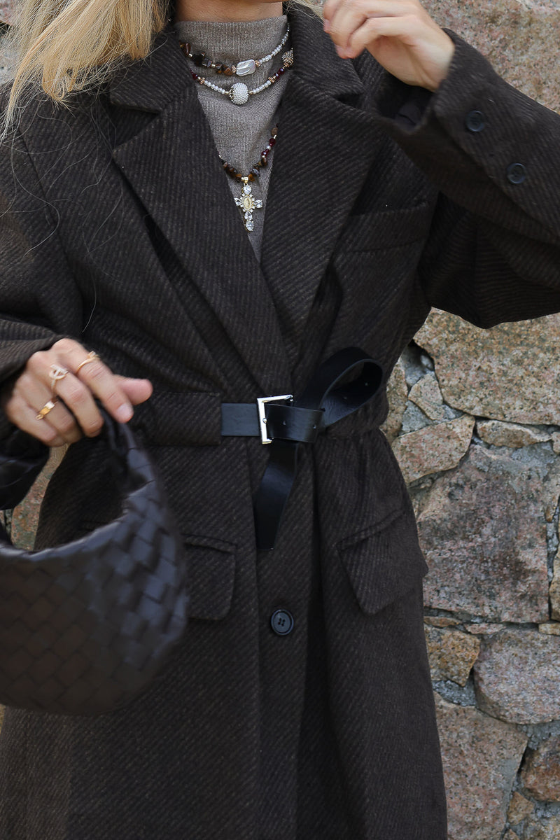 Manteau long ceinture