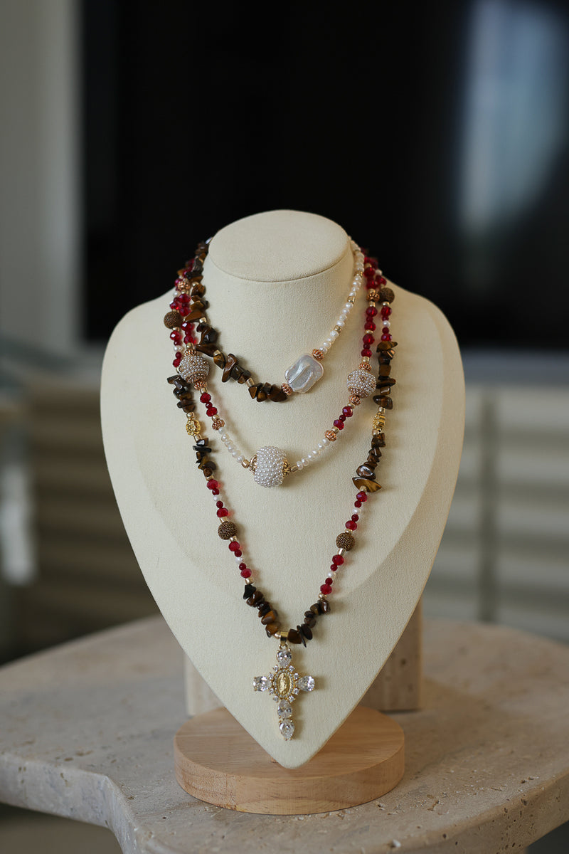 COLLIER RED & BROWN