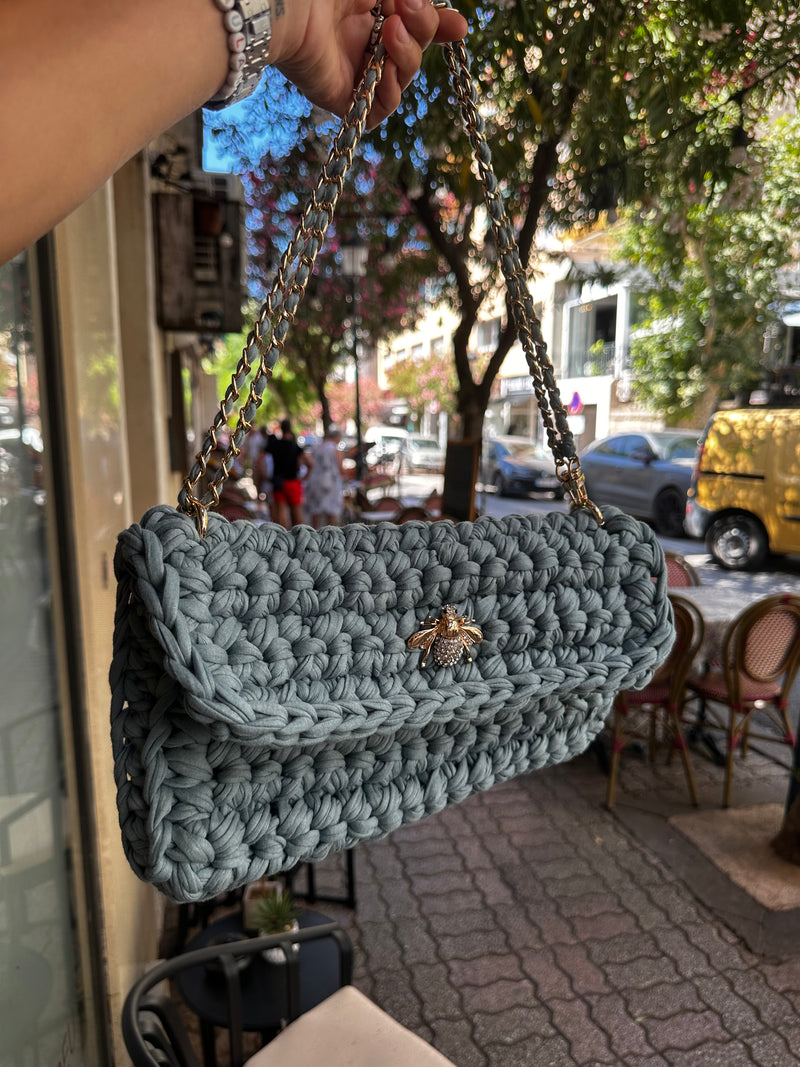Sac a top main bleu petrole